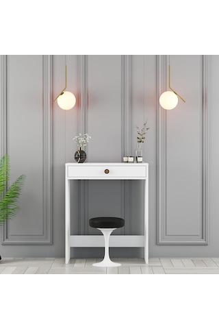 Lizbon Mini Makyaj Masası - Beyaz / Beyaz