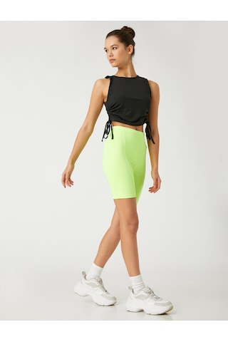 Koton Büzgülü Crop Spor Atlet Bisiklet Yaka Siyah 3wak30144nk 3WAK30144NK999 Siyah