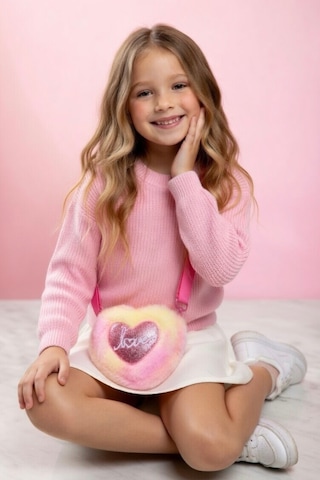 Mollycrush Love Nakışlı Kız Çocuk Pembe Hediye Peluş Çanta Simli Kalp Ve Yazı Detaylı Pembe Renk Geçişli