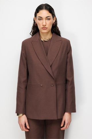 Mizalle Kahverengi Kruvaze Blazer Ceket Kahverengi
