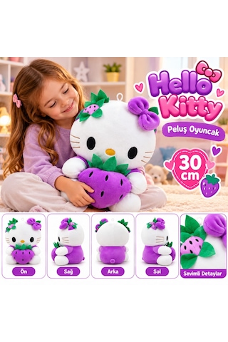 Oyuncak Hello Kitty Peluş Orta Boy Yumuşak Sevimli Hediyelik Oyun Arkadaşı 30 Cm Mor
