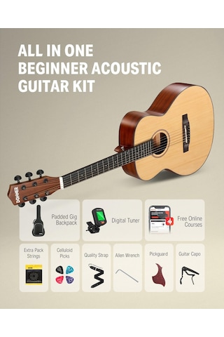 Donner Dag-1m Dreadnought Akustik Gitar Seti Naturel