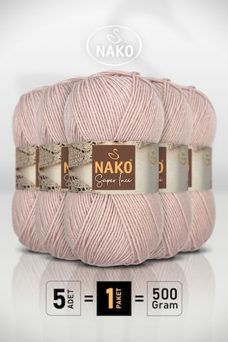 Süper İnci - 318 Gül Goncası - 5'li Paket - 100gr/260m - El Örgü İpi - Atkı Yelek Kazak İpi