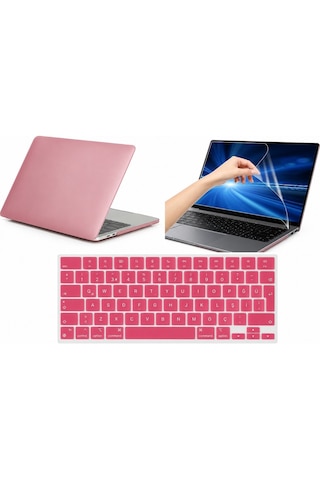 Arabulalaca Macbook Air 13.6 Inç A3449 A3240 A3113 A2681 M2 / M3 / M4 / M5 Kılıf Hardcase Kapak Klavye Koruyucu +ekran Koruyucu 3 L Pembe