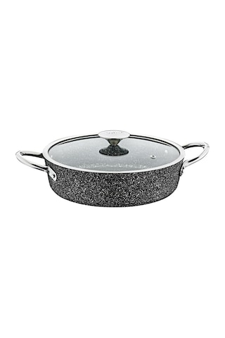 Oms 3316 Granit 24 Cm Kısa Tencere Siyah İndüksiyonlu Genel
