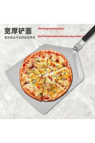 Katlanır Paslanmaz Çelik Pizza Ve Kek Spatulası Gümüş - Siyah Gümüş - Siyah