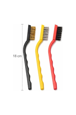 Vıvaluxe 3 Lü Tel Fırça Seti 18 Cm, Pirinç, Çelik Ve Naylon Fırça, Pas, Kir Ve Boya Temizleme İçin Profesyonel Set