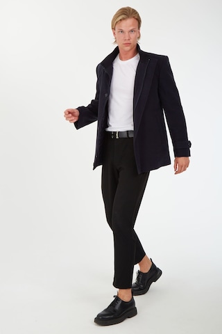 Sposo 1701 Hakim Yaka Yünlü Kaşe Lacivert Erkek Kaban Lacivert