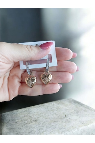 Kalp Yıldızlı Küpe Rose Gold