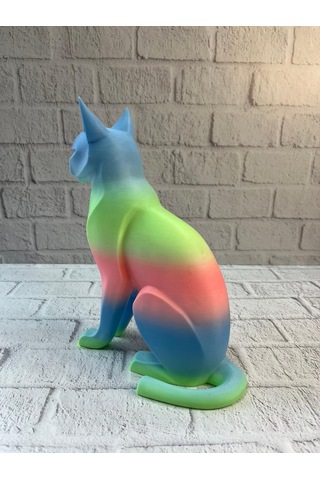 Pastel Rainbow Kedi Figürü Masa Ve Raf Üstü Ev Dekorasyonu