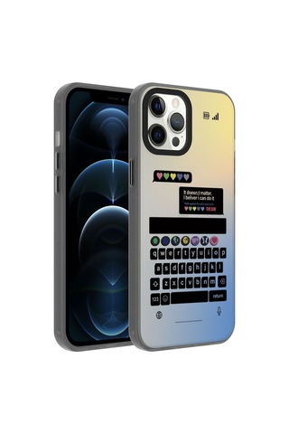 Apple Uyumlu iPhone 12 Pro Max Kılıf Desenli Zore Dragon Sert Kapak Klavye