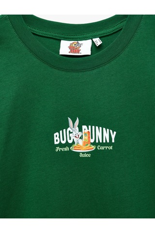 Koton Bugs Bunny Lisanslı Rahat Kalıp Bisiklet Yaka Kısa Kollu Arkası Baskılı Tişört Yeşil 6sal10898ık