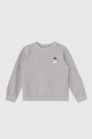 Panço Erkek Bebek Yakası Düğmeli Gri-melanj Sweatshirt