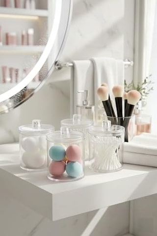 Vivart 4'lü Banyo Ve Makyaj Masası Düzenleyici Seti - Pamukluk, Kulak Çubuğu Ve Diş İpi Organizeri Çok Renkli Te