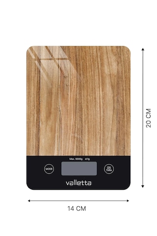 Valletta Carioca Pil Ahşap Desenli Dijital Tartı