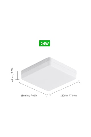 Vkemall 24w Kare Tavan Işığı, 6500-7000k Beyaz Işık, Ac85-265v Girişi, 130 Adet 2835 Led İçerir, 2160lm Aydınlatma Beyaz