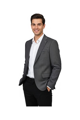 Erkek Tek Spor Ceket Çift Yırtmaçlı Bgl-st04982 Füme