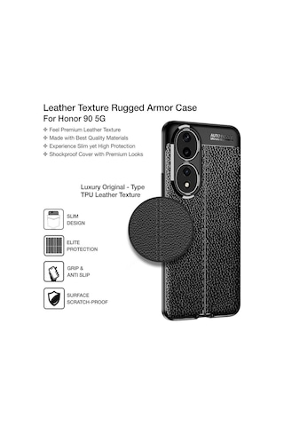 Honor 90 Deri Desenli Silikon Kılıf - Ultra Darbe Emici Kamera Korumalı Kapak