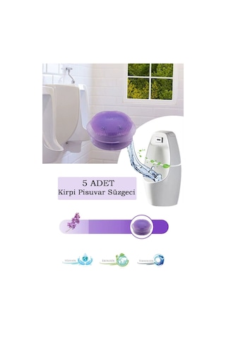 5 Li Set Lavanta Kokulu Kirpi Pisuvar Süzgeci - Koku Giderici Kireç Çözücü Sıçrama Önleyici Tasarım