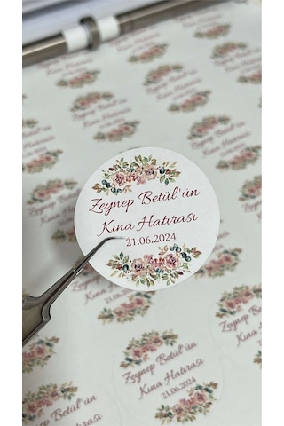 Kına Hatırası Yuvarlak Etiket 4 x 4 CM 108 Adet