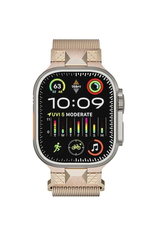 Apple Uyumlu Watch  Ultra 49mm Mkst Krd-107 Metal Hasır Kordon-starlight