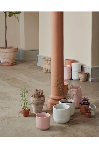 Seramik Saksı, Gri, 15 Cm 3 Adet