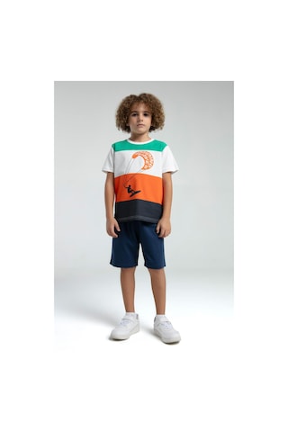 Roly Poly Renkli Erkek Çocuk Kısa Kol Bermuda Şortlu Pijama Takım Turuncu