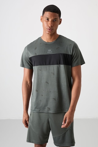 Tommy Life Haki Polyester Nefes Alan Jakarlı İnce Esnek Standart Fit Erkek Performans T-shirt - 88398 Haki