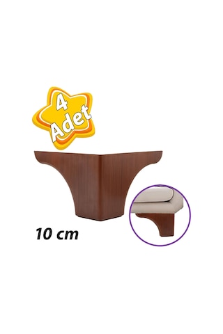 4 Adet Açelya 10 Cm Ceviz Ahşap Desenli Lüx Mobilya Kanepe Sehpa Ünite Koltuk Ayağı Plastik Baza Ayak