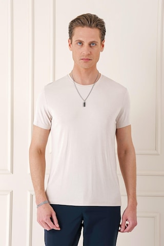 Efor Slim Fit Bisiklet Yaka Düz Pamuklu Açık Bej Tişört Ts 823 Bej