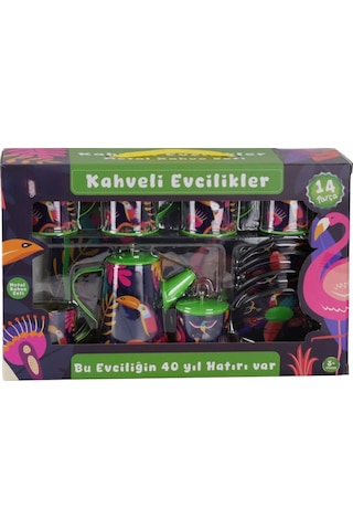 Atf-996-7a-10a 14 Parça Desenli Metal Çay Set Mavi