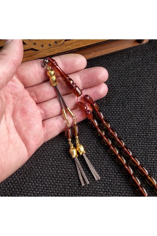 7x11 mm Yağ Yeşili Ateşi Kehribar İsme Özel Tesbih