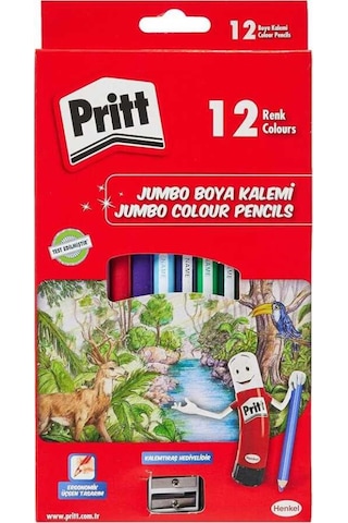 Pritt Kuruboya Kalemi 12 Renk Jumbo Üçgen Çok Renkli