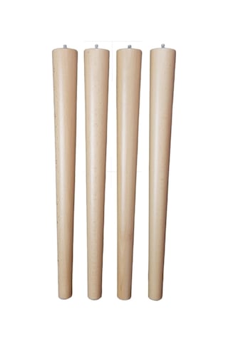 Gürgen Ahşap Sandalye Sehpa Ayağı Metrik-8 Vidalı 42 Cm - 4 Adet Naturel Renk
