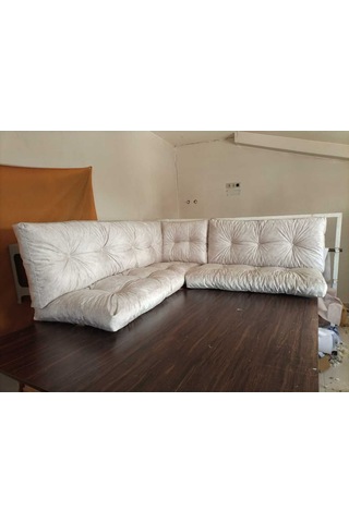 Dış Mekan Palet Minderi Seti Takımı Krem 120x80 120x40 Rmskrem Bej