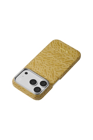 Apple Uyumlu iPhone 18 Pro Max Kılıf M-safe Özellik Aramid Karbon Fiber Pitaka Wind Over Wheat Serisi Kapak Gold