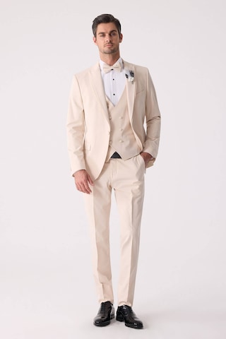 Ysf Erkek Slim Fit Sivri Yaka Yelekli Damatlık Bej