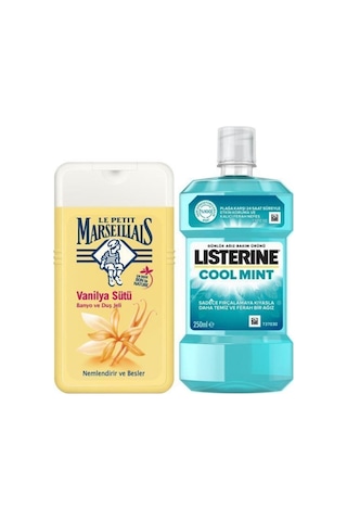 Listerine Cool Mint Ağız Bakım Suyu 250 ML + Le Petit Marseillais Vanilya Sütü Duş Jeli 250 ML