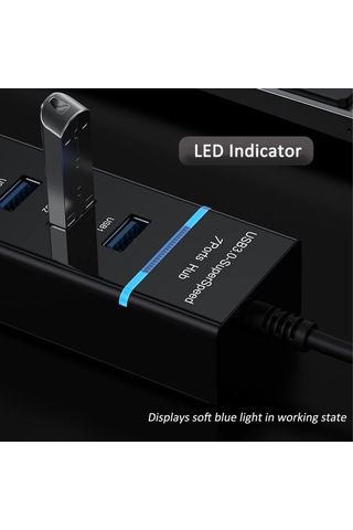 7 Bağlantı Noktası Usb 3.0 Hub, Dizüstü Bilgisayar İçin Uzun Kablo, Pc, Macbook