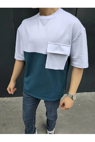 Genel Markalar Torba Cep Detaylı Parçalı T-shirt - Lacivert -