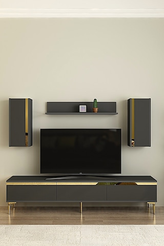 Tvr1898ag - Anka Tvr180 Tv Ünitesi Takım , Tv Sehpası Antrasit-gold 180cm
