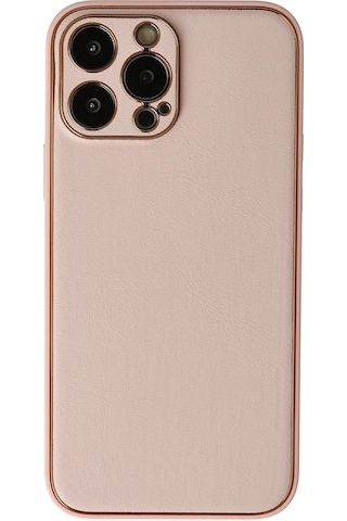 Cosmotex Newface Apple iPhone Uyumlu  13 Pro Max Kılıf Coco Deri Silikon Kapak - Pudra