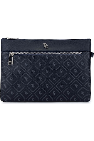 Tamer Tanca Kadın Suni Deri Lacivert Desen Clutch Çanta 743 2337 Bn Cnt Sk25-26 Lacı Gfrj Laci