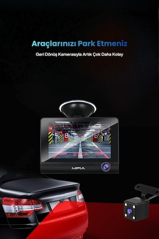 4.0 Tft Ekran 3 Lensli Araç Kamerası Geri & Gece Görüş 150 Geniş Açı Türkçe Menü