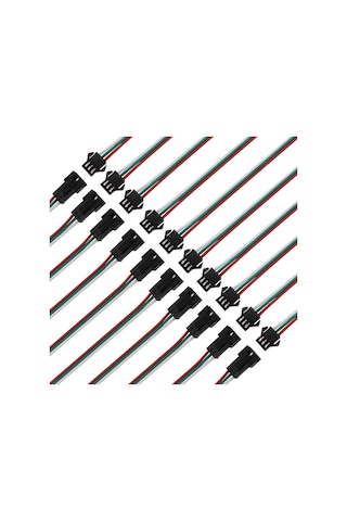 10 Adet Jst Sm 3 Pin Konektör Led Güç Erkek Dişi Sm Bağlantı Kablo Adaptör Ws2812b Ws2812 Ws2811 Led Işık Şeridi Kırmızı - Yeşil - Beyaz
