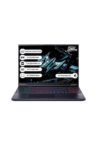 Acer Predator Helios Neo16 NH.QVUEY.001 U9-275HX 32 GB 1 TB SSD RTX5060 8 GB 16" Dos Dizüstü Bilgisayar