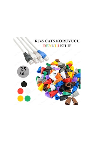 Rj45 Cat5 Cat6 Renkli Koruyucu Kılıf - 25 Adet Papuç