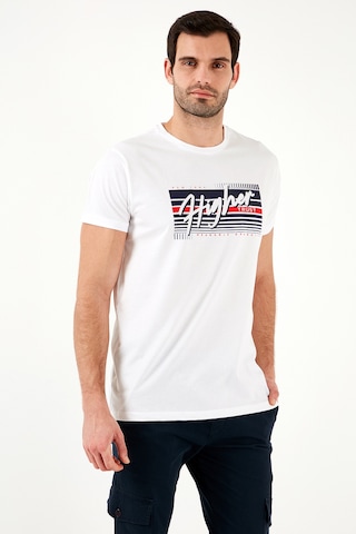 Buratti Pamuklu Slim Fit Bisiklet Yaka Baskılı Erkek T Shirt 541Higher Beyaz