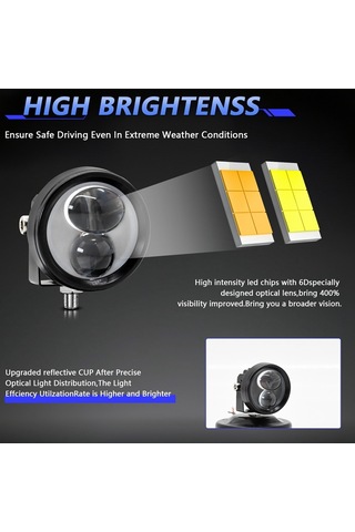 Motosiklet Spotları Çift Renkli Lazer Farlar Sis Farları