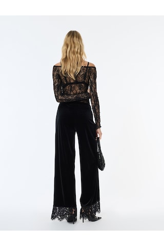 Koton Regular Fit Paçası Dantelli Pantolon Siyah 6wak40131ek Siyah